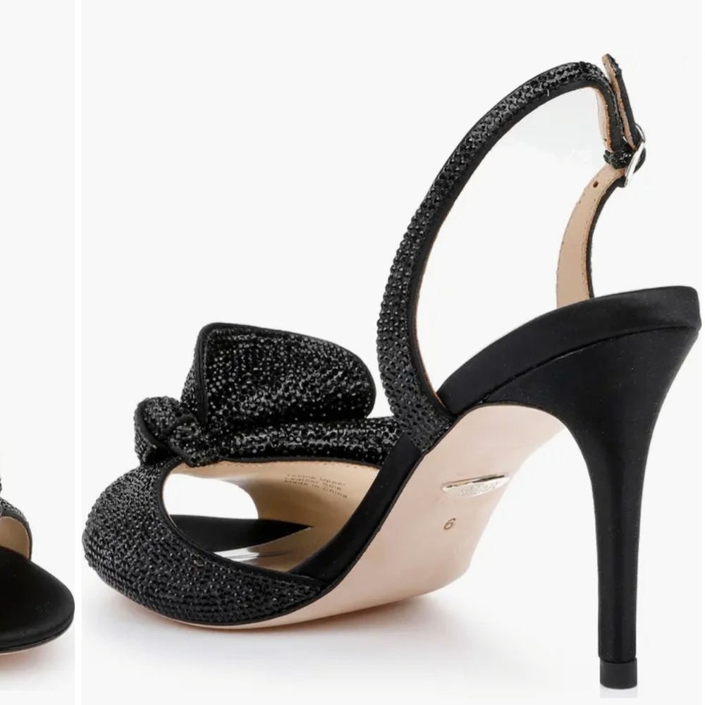 Badgley Mischka Black Slingback Heels with Sparkly Finish - Picture 8 of 10